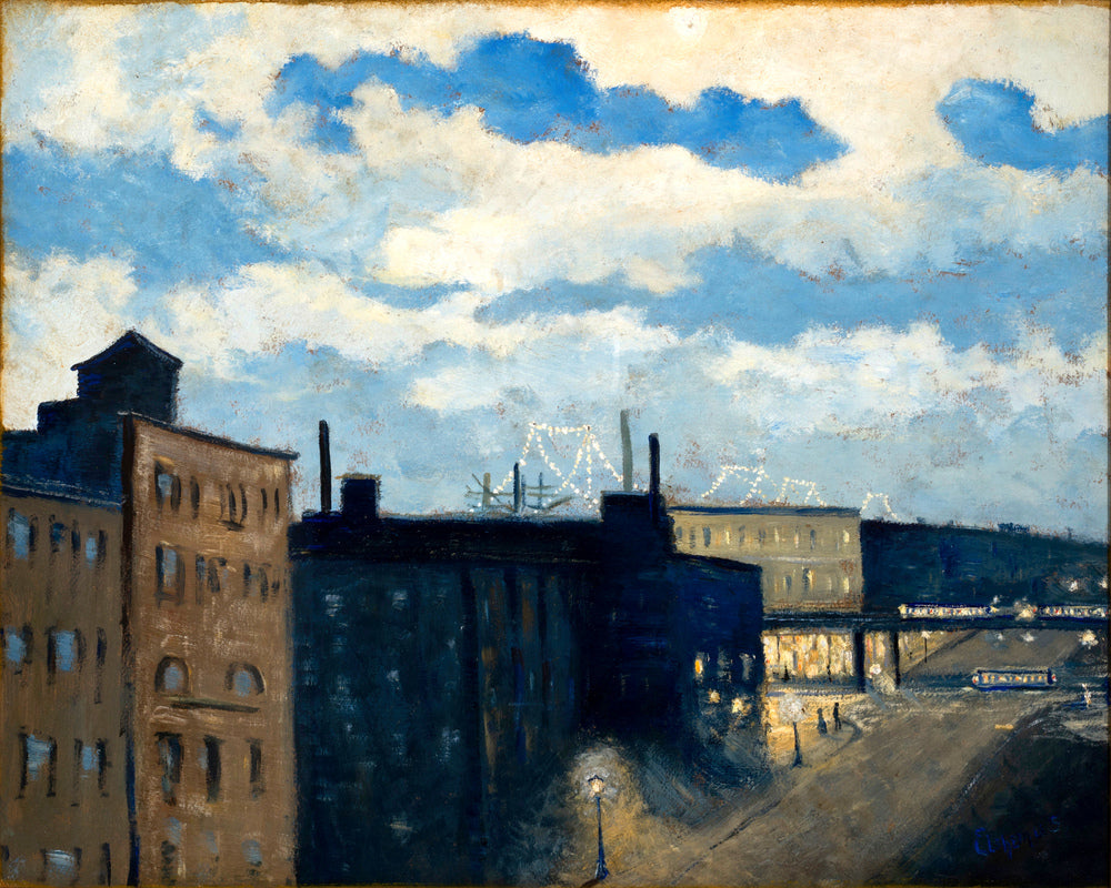 Louis Michel Eilshemius Print, New York Street at Dusk (1908) — unframed