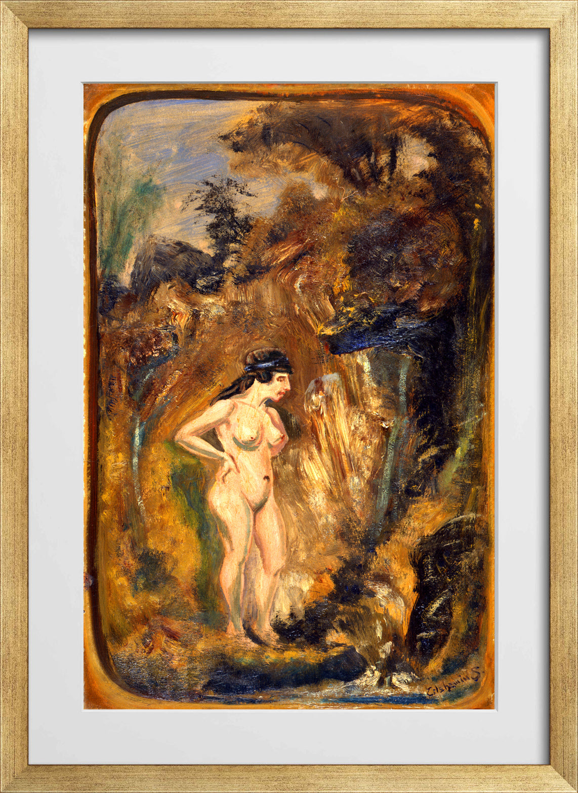 Louis Michel Eilshemius Print, Nude in Forest — gold frame