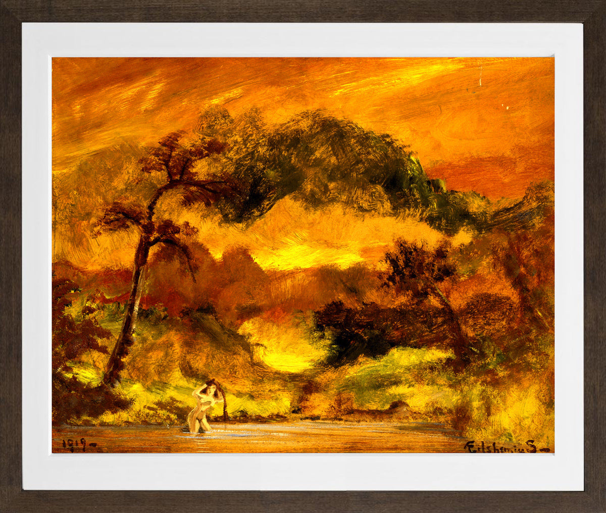 Louis Michel Eilshemius Print, Overhanging Branches (1919) — brown frame