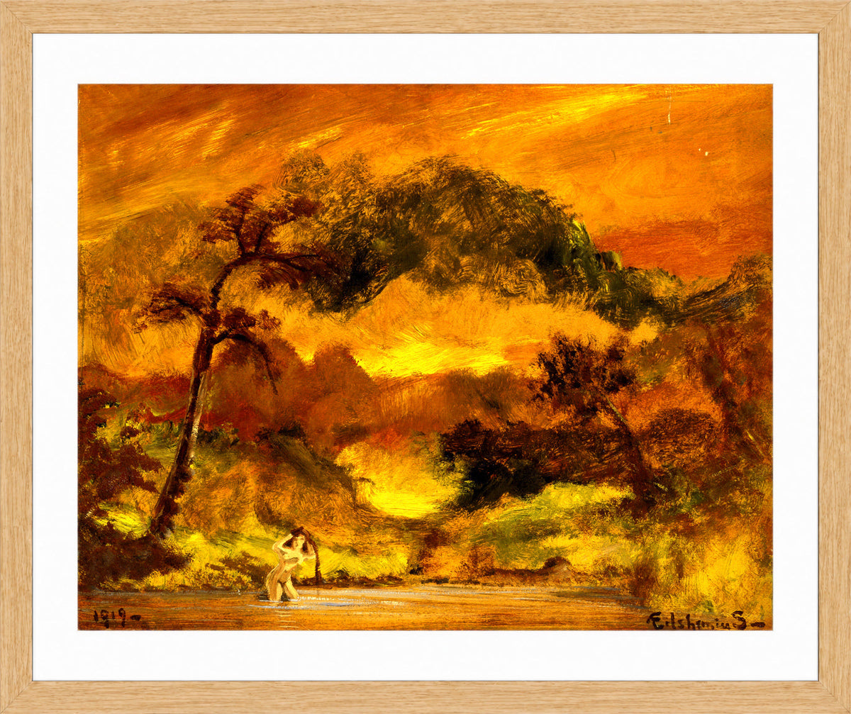 Louis Michel Eilshemius Print, Overhanging Branches (1919) — oak frame