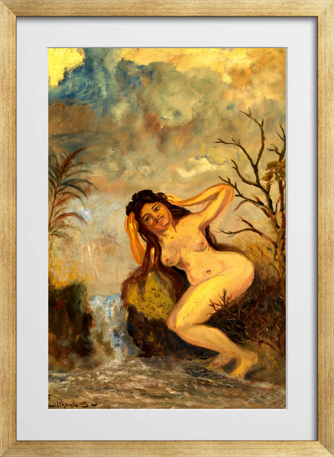 Louis Michel Eilshemius Print, Portrait of Rose Marie — gold frame