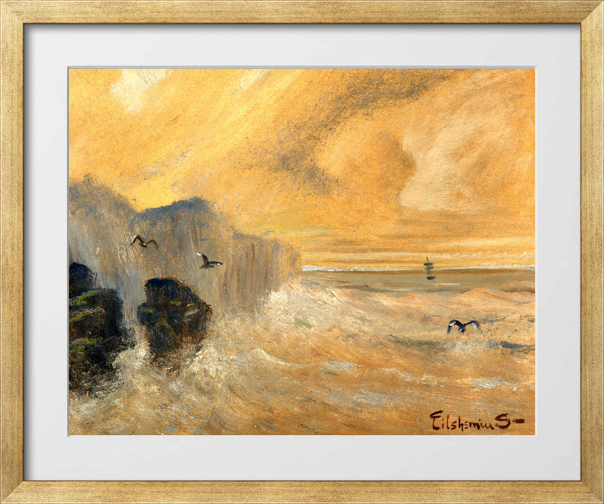 Louis Michel Eilshemius Print, Rocky Seashore — gold frame