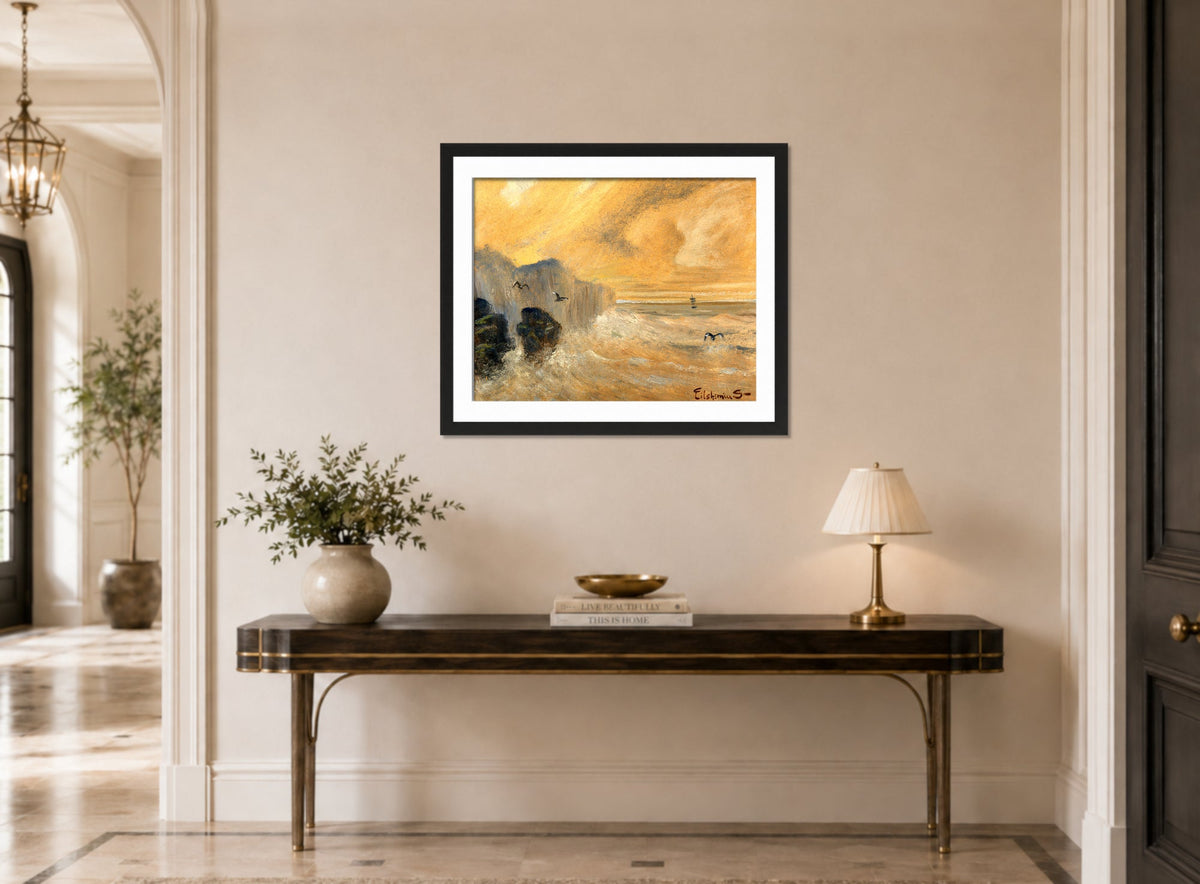 Louis Michel Eilshemius Print, Rocky Seashore — hallway