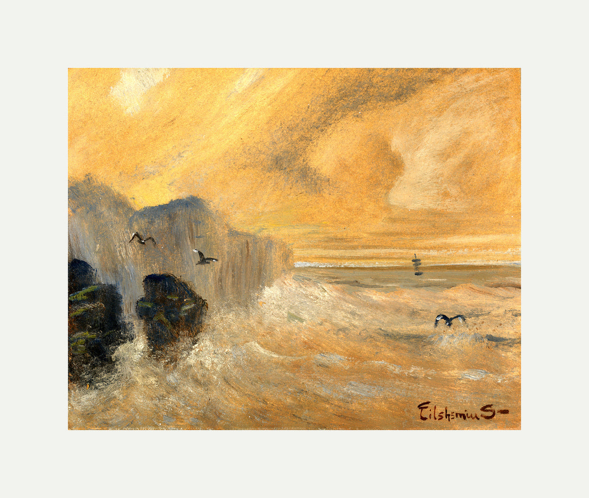 Louis Michel Eilshemius Print, Rocky Seashore — rolled canvas