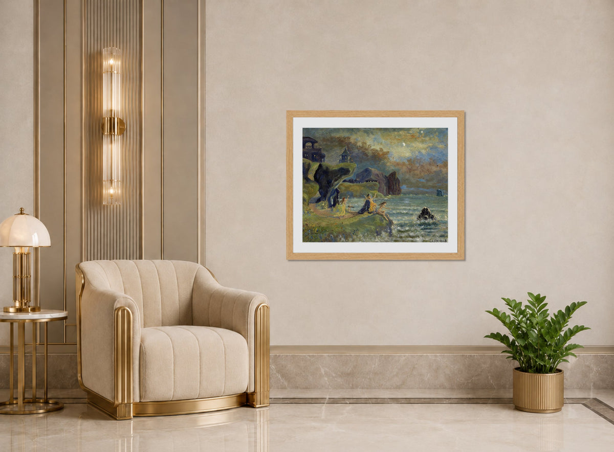 Louis Michel Eilshemius Print, Sirens of the Sea (1908) — art deco roomset