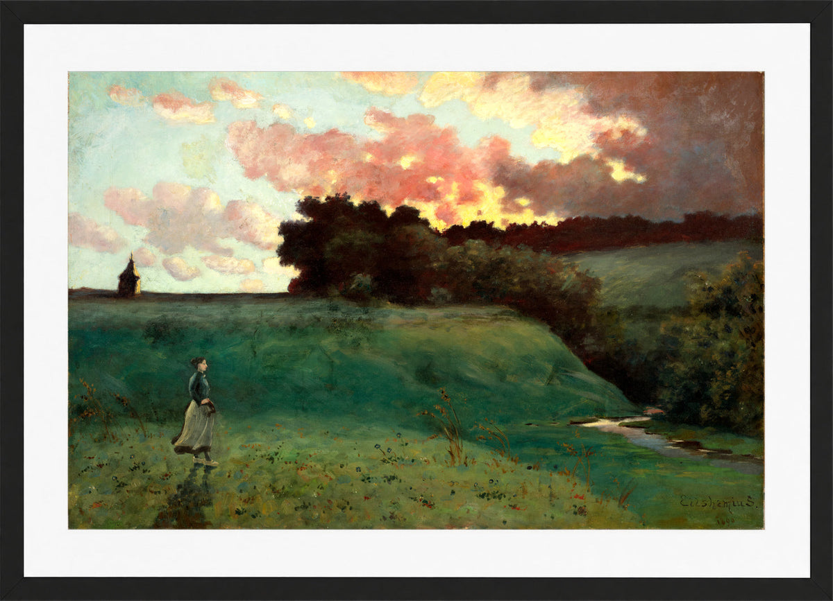 Louis Michel Eilshemius Print, Stormy Landscape (1890) — black frame