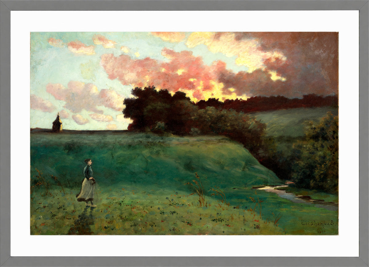 Louis Michel Eilshemius Print, Stormy Landscape (1890) — light grey frame