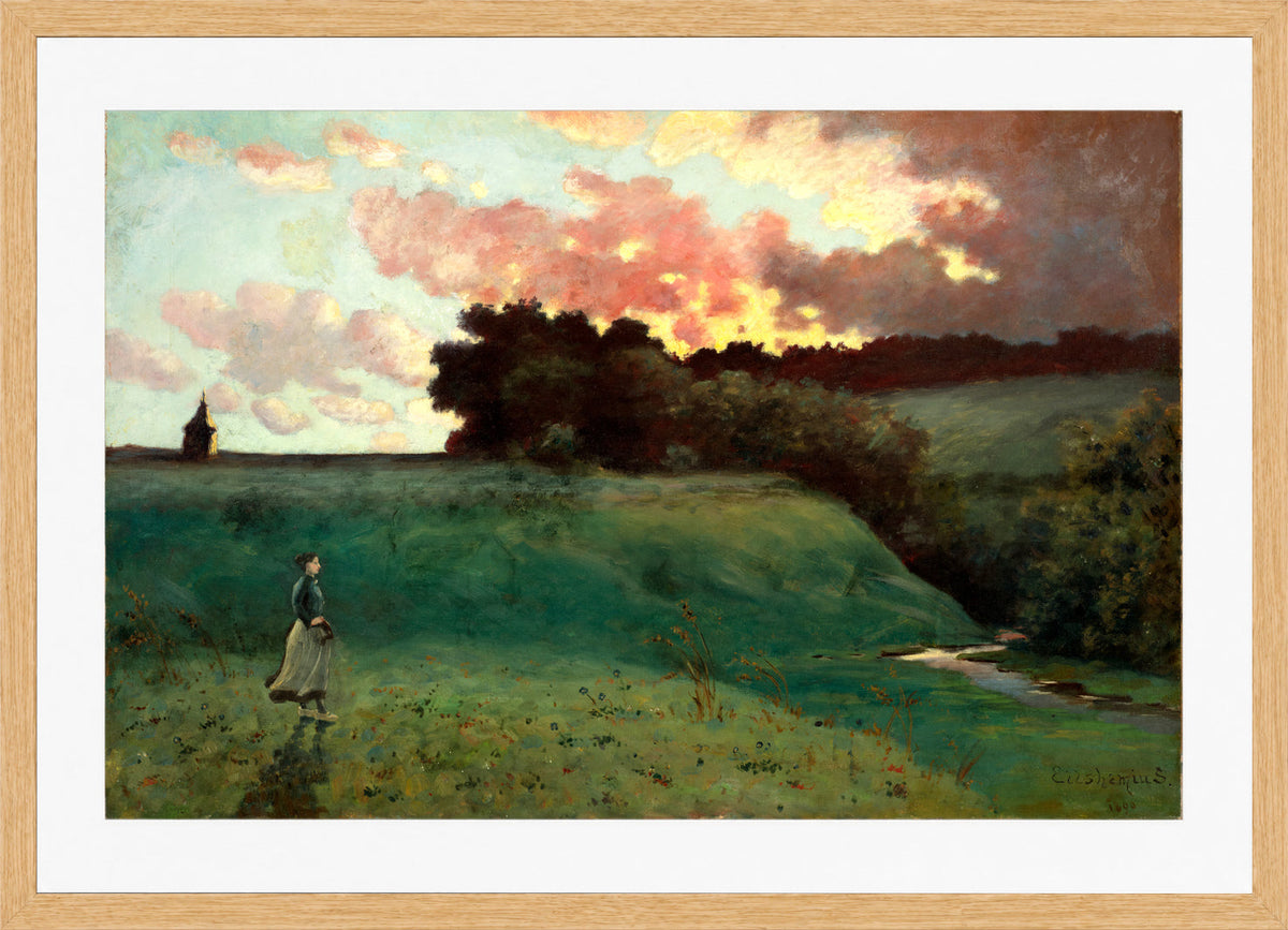 Louis Michel Eilshemius Print, Stormy Landscape (1890) — oak frame