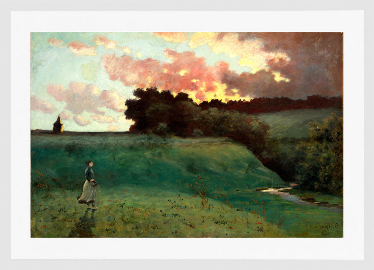 Louis Michel Eilshemius Print, Stormy Landscape (1890) — white frame