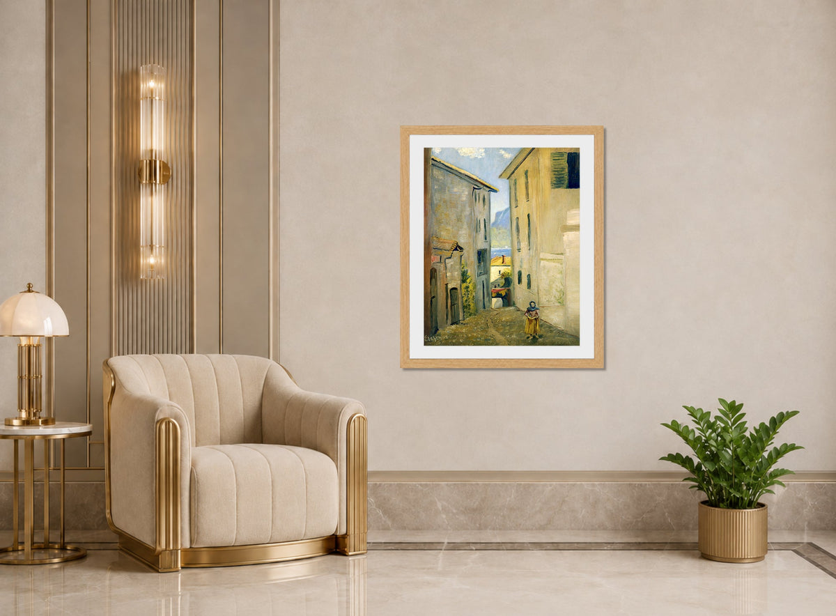 Louis Michel Eilshemius Print, Street in Lugano — art deco roomset