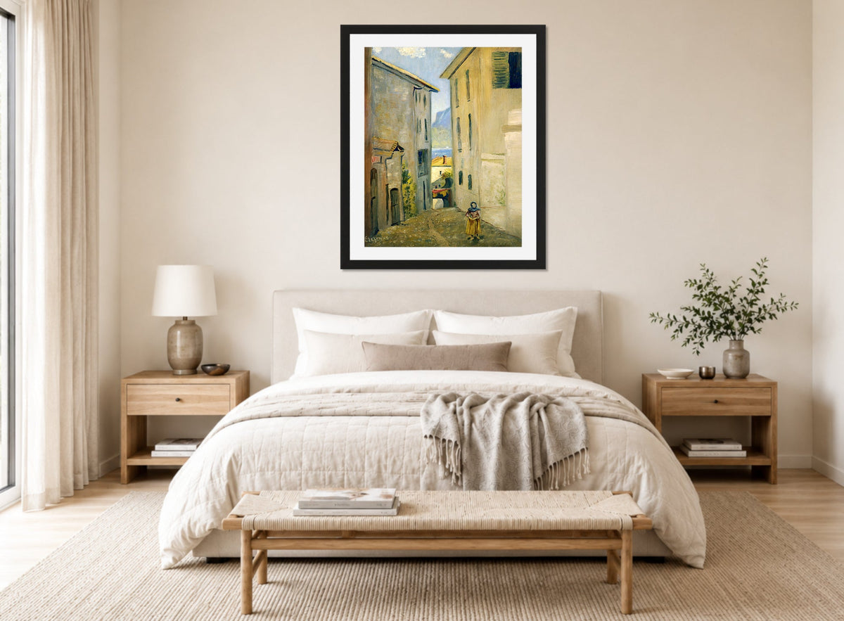 Louis Michel Eilshemius Print, Street in Lugano — bedroom