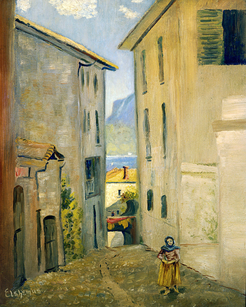 Louis Michel Eilshemius Print, Street in Lugano — unframed