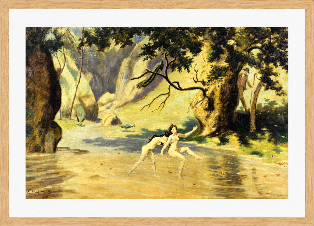 Louis Michel Eilshemius Print, The Intruder (1905) — oak frame