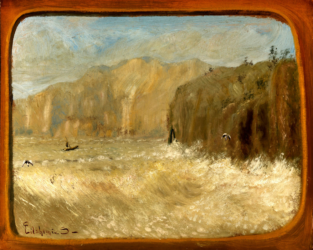 Louis Michel Eilshemius Print, Two Gulls and Cliffs — unframed