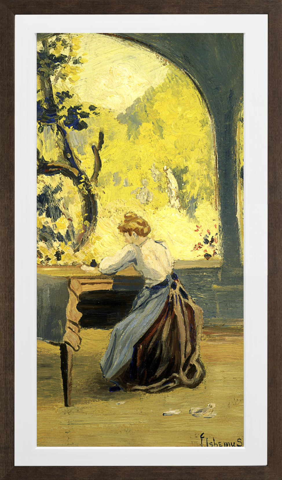 Louis Michel Eilshemius Print, Verandah in Spring — brown frame