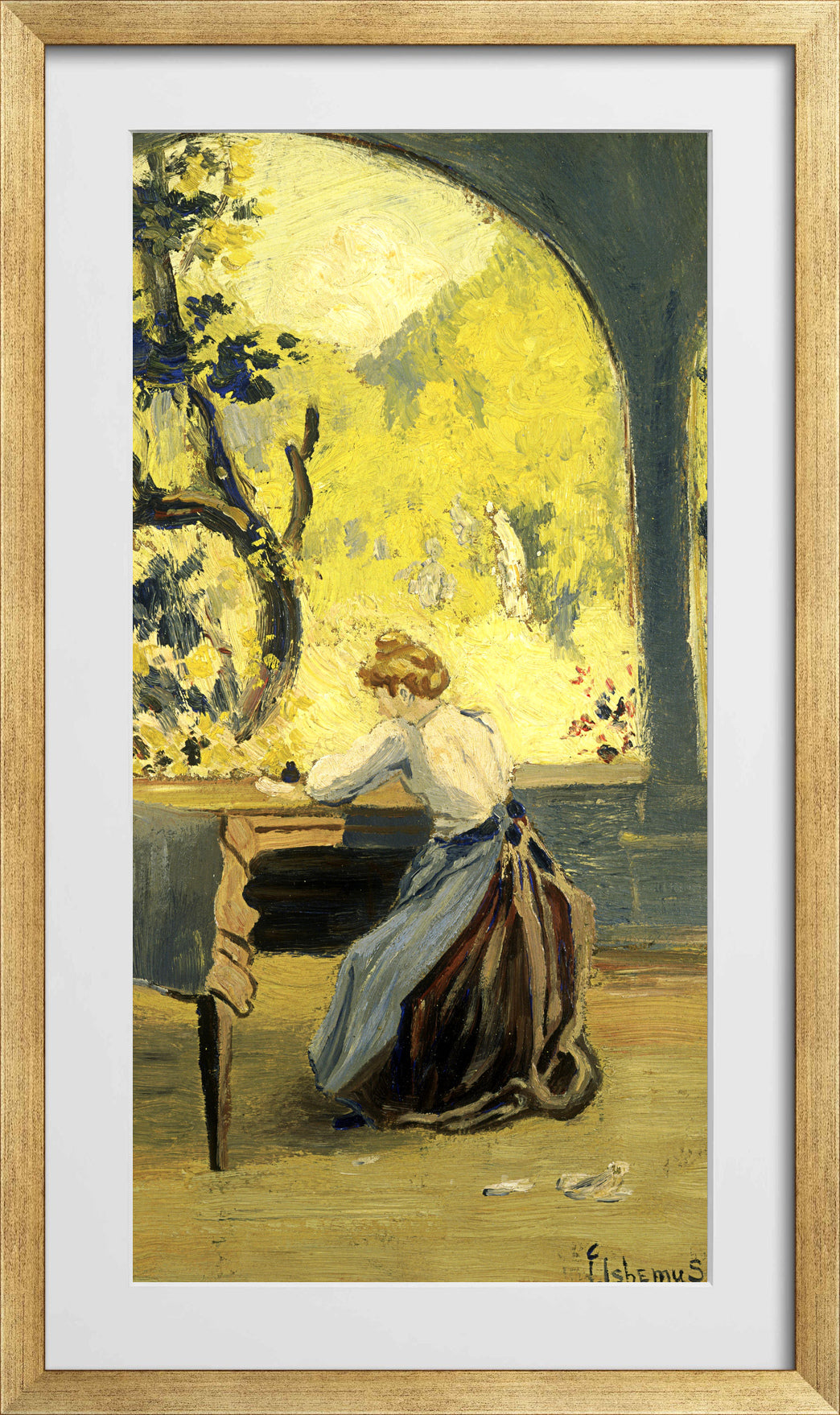 Louis Michel Eilshemius Print, Verandah in Spring — gold frame