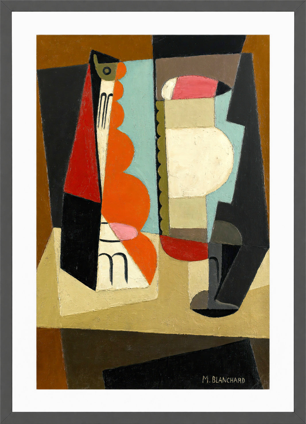 Nature Morte Cubiste (1917) by Maria Blanchard — dark grey frame