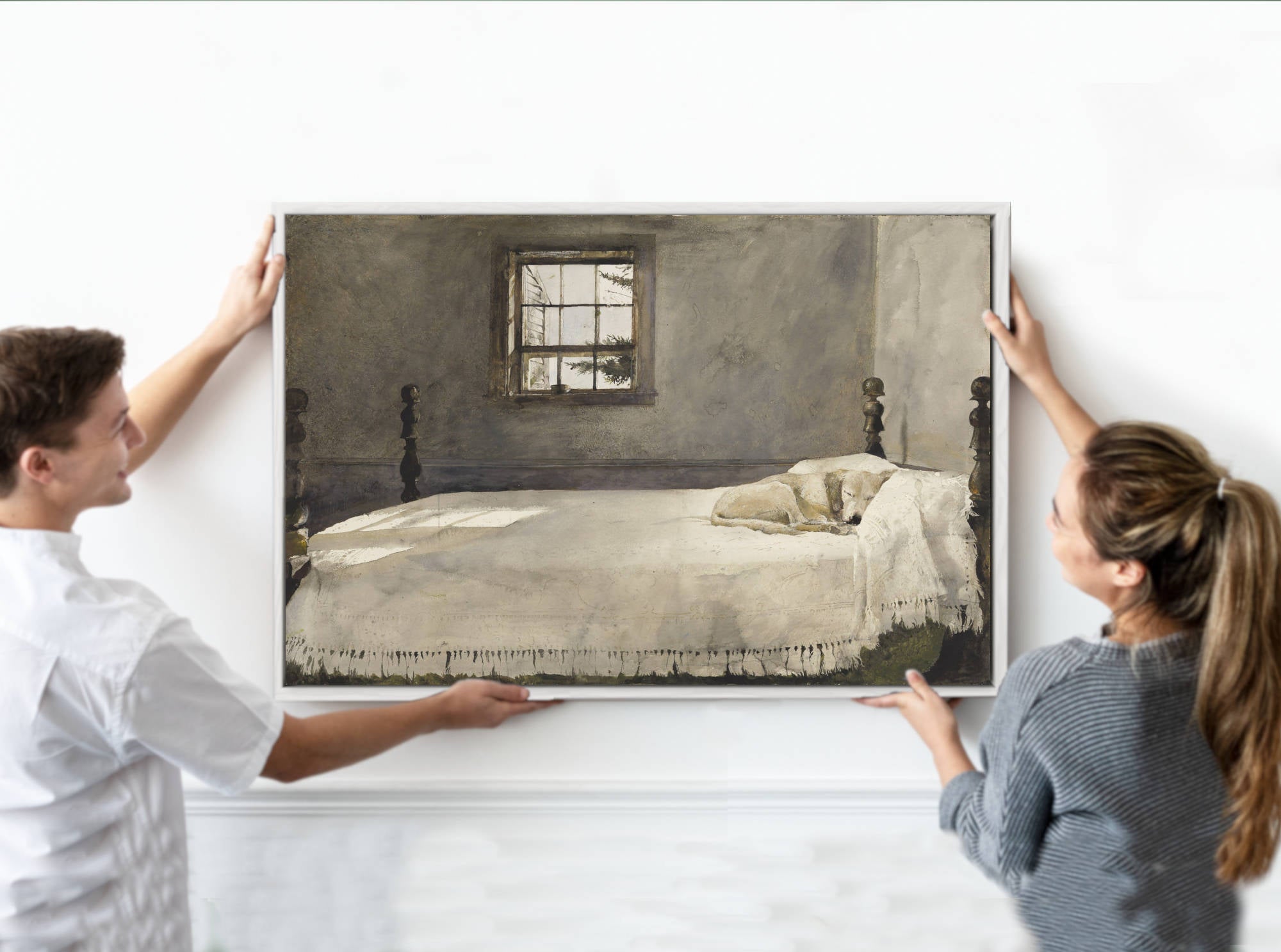 Andrew Wyeth Fine Art Print, Master Bedroom being fixed to wall