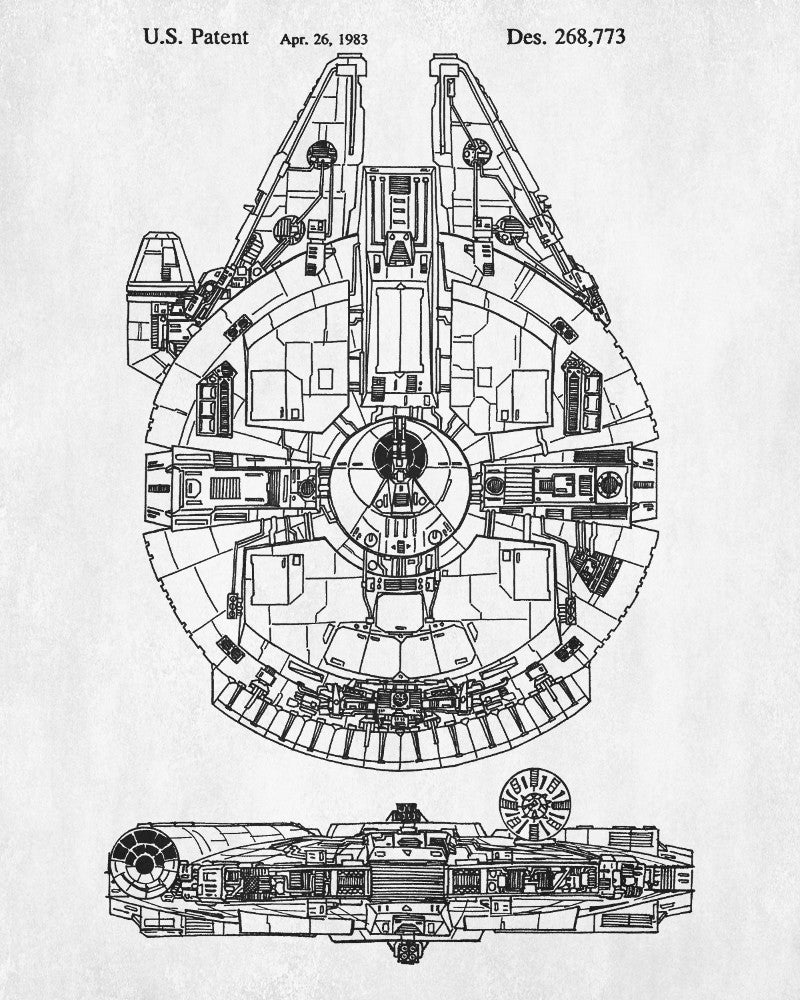 Millennium Falcon Blueprint Poster