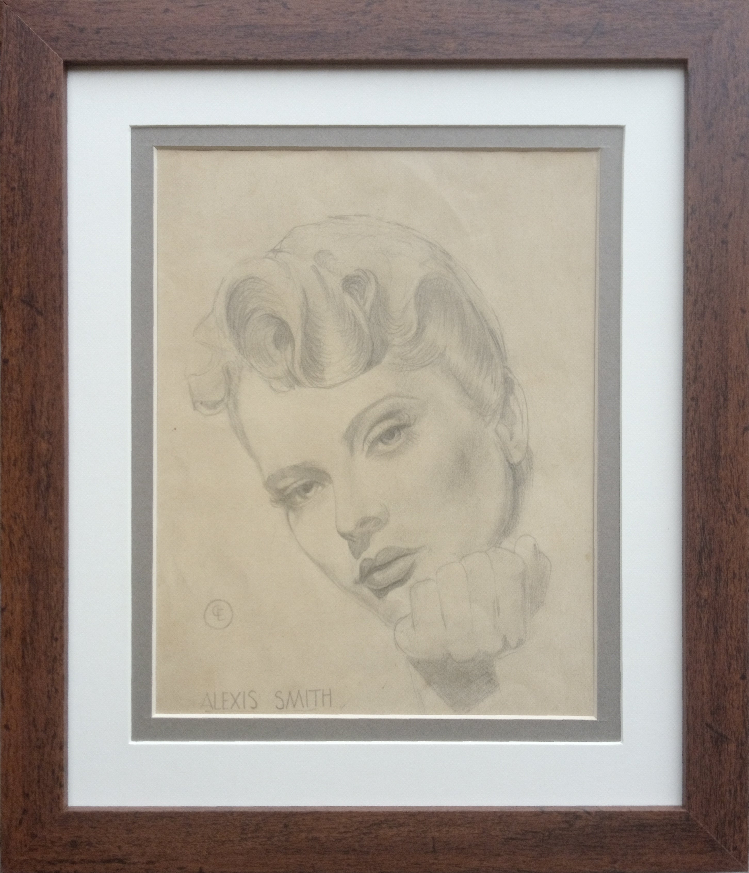 Pencil Drawing of Alexis Smith (1950's) Framed, Signed Original