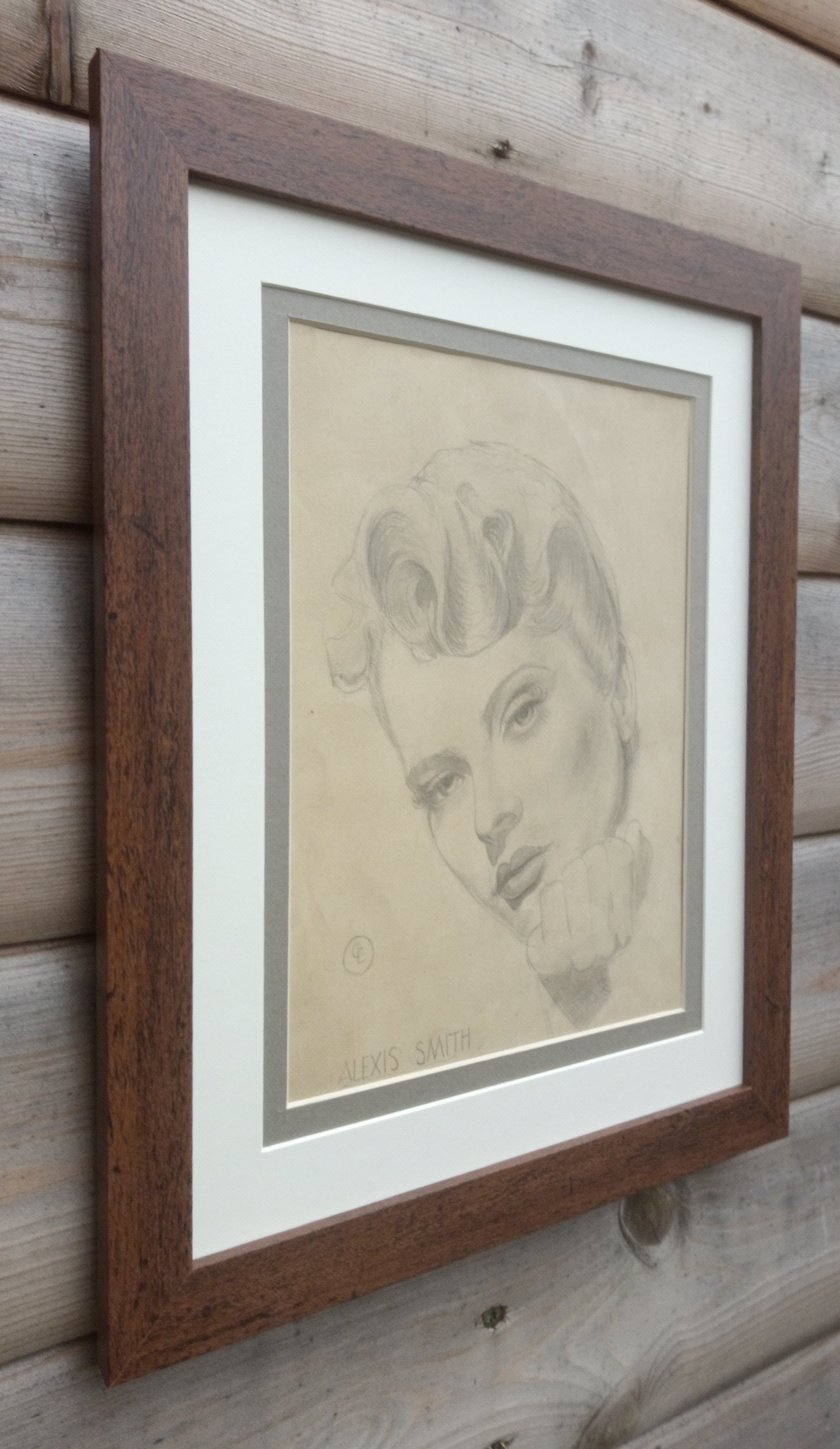 Pencil Drawing of Alexis Smith (1950's) Framed, Signed Original