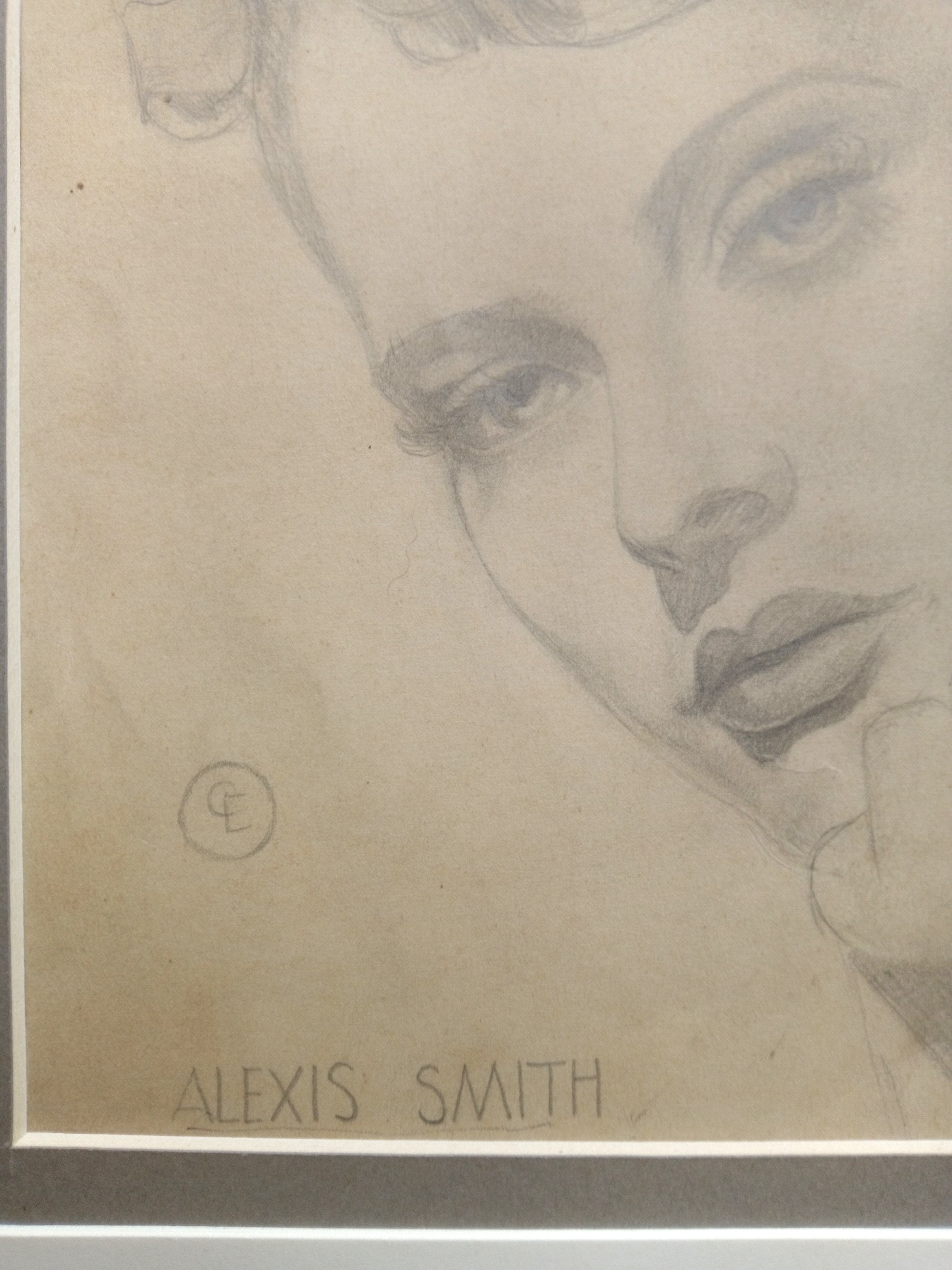 Pencil Drawing of Alexis Smith (1950's) Framed, Signed Original