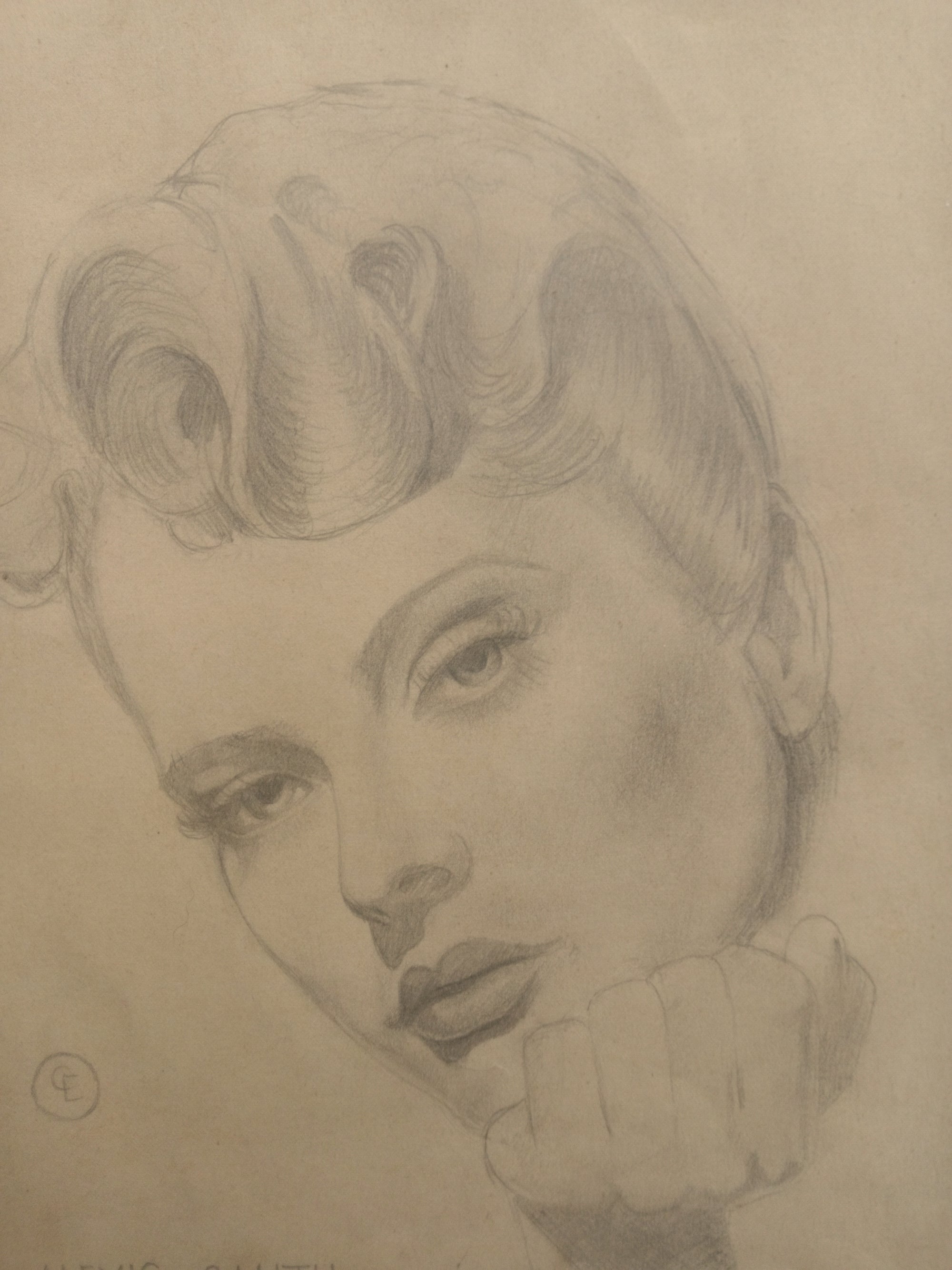 Pencil Drawing of Alexis Smith (1950's) Framed, Signed Original