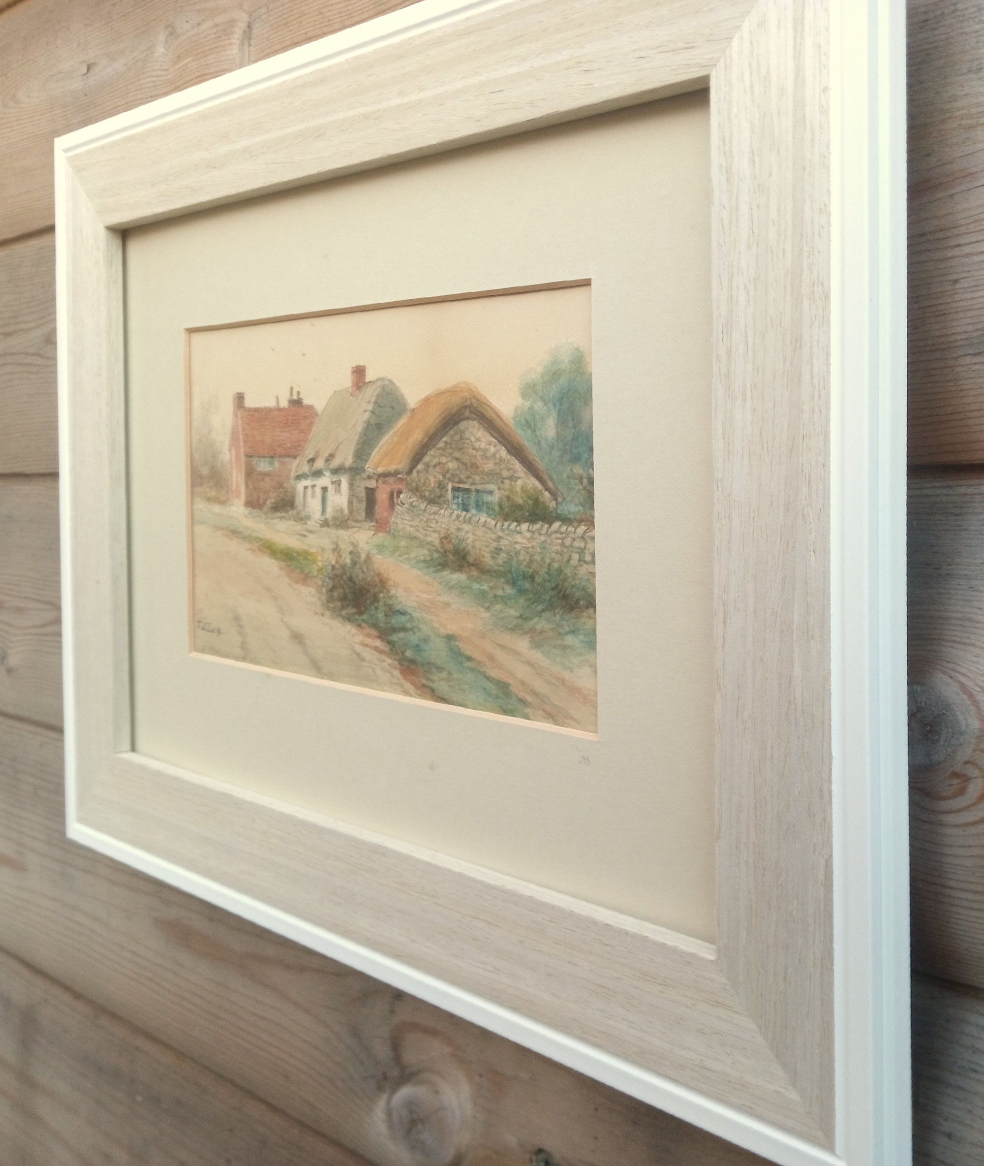 Thatched Farm Cottage Watercolour, Original Framed Signed Painting, V. Allen