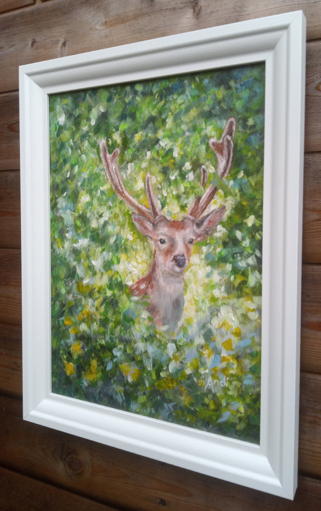Monarch of the Glen Original Framed Wildlife Painting by Andi Lucas