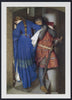 Young couple hanging the Frederic William Burton Fine Art Print, Hellelil and Hildebrand, the Meeting on the Turret Stairs - available at GalleryThane