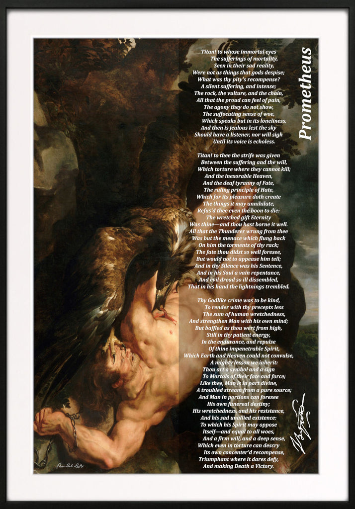 Prometheus by Lord Byron, Poem on Peter Paul Rubens print, Prometheus Bound