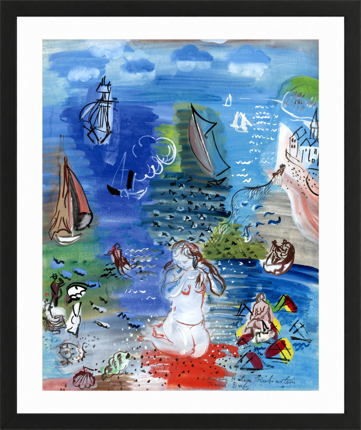 Raoul Dufy Print, 004 Amphitrite (1939)_10x8 in a black frame