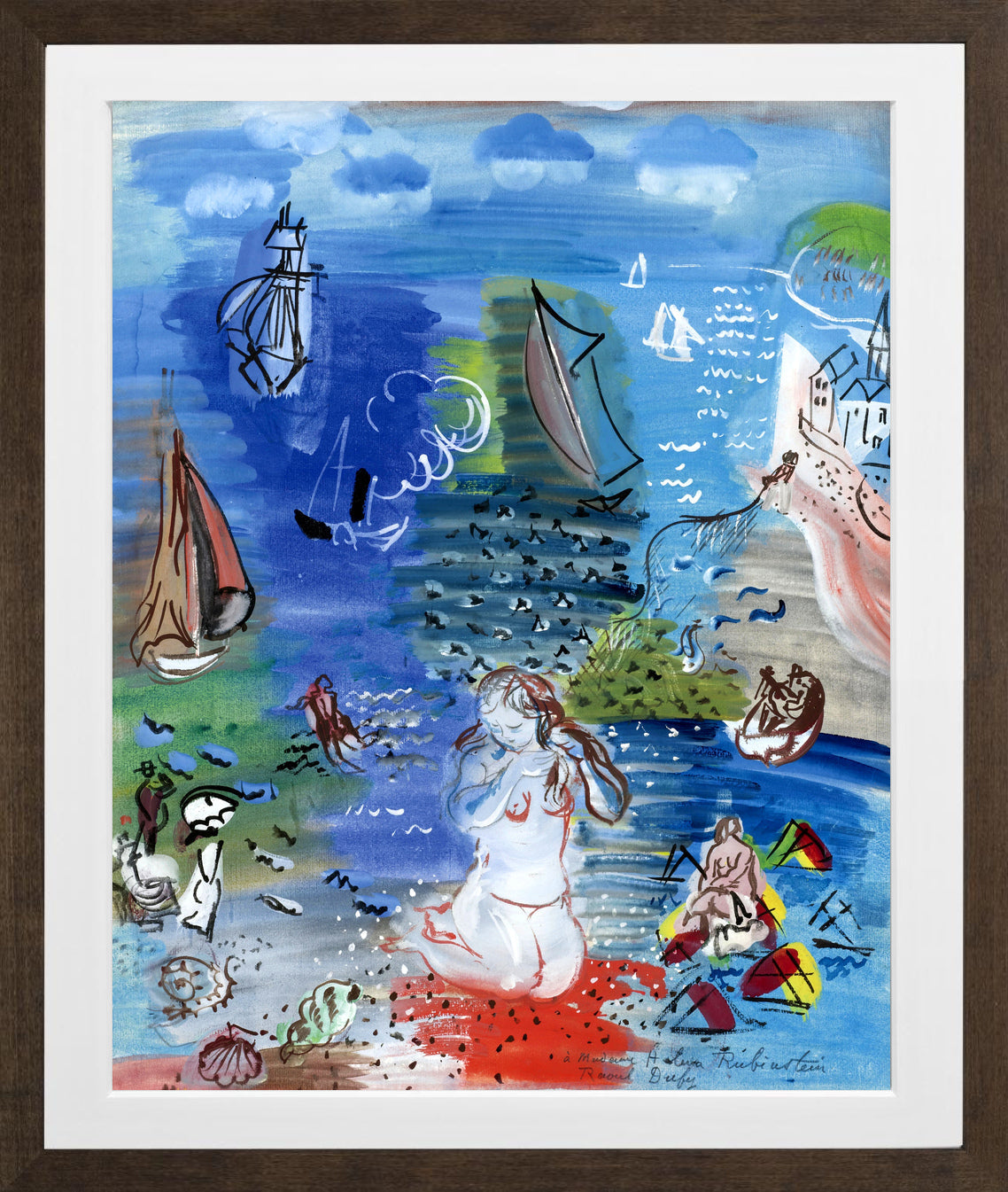 Raoul Dufy Print, 004 Amphitrite (1939)_10x8 in a brown frame