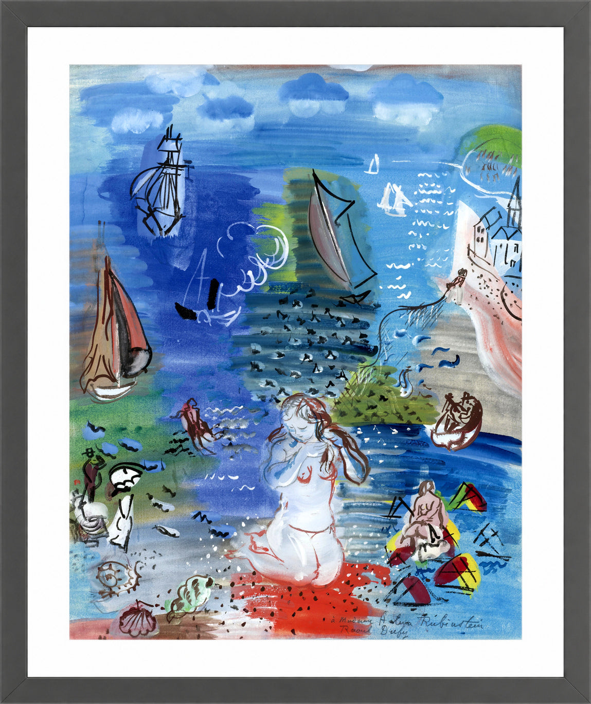 Raoul Dufy Print, 004 Amphitrite (1939)_10x8 in a dark grey frame