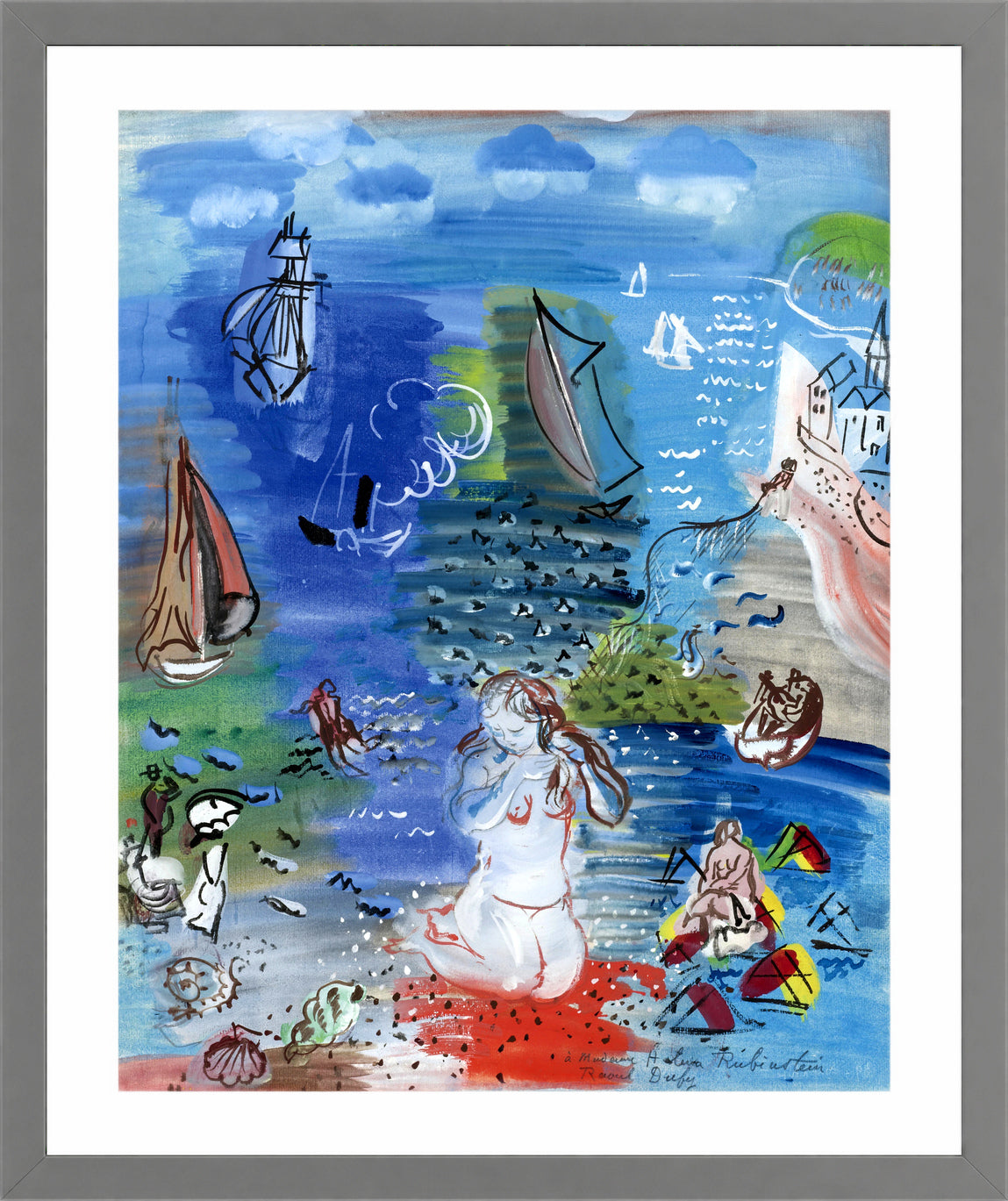 Raoul Dufy Print, 004 Amphitrite (1939)_10x8 in a light grey frame