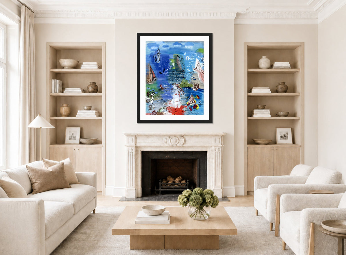 Raoul Dufy Print, 004 Amphitrite (1939)_10x8 displayed in a Scandinavian living room