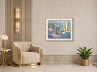 Raoul Dufy Print, 010 Bateaux pavoisés (1946)_10x8 displayed in an Art Deco interior