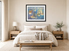 Raoul Dufy Print, 010 Bateaux pavoisés (1946)_10x8 displayed above a bed