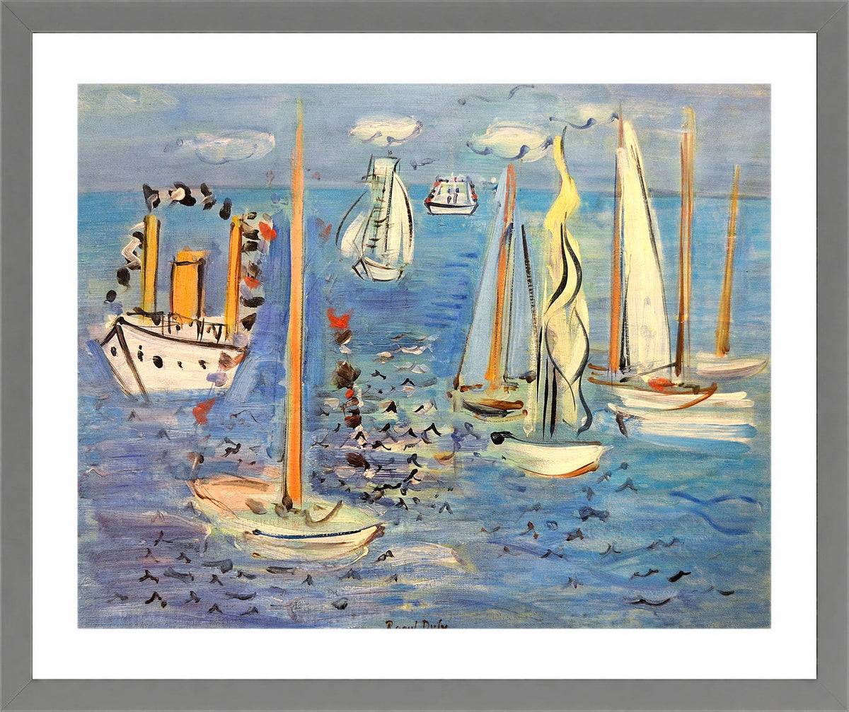 Raoul Dufy Print, 010 Bateaux pavoisés (1946)_10x8 in a light grey frame
