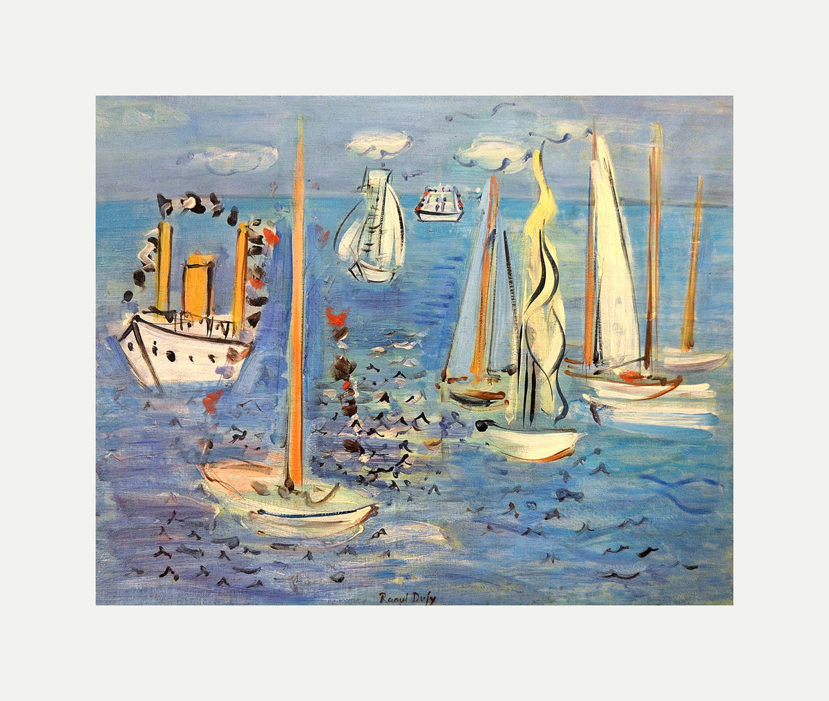 Raoul Dufy Print, 010 Bateaux pavoisés (1946)_10x8 with an off-white border for rolled canvas