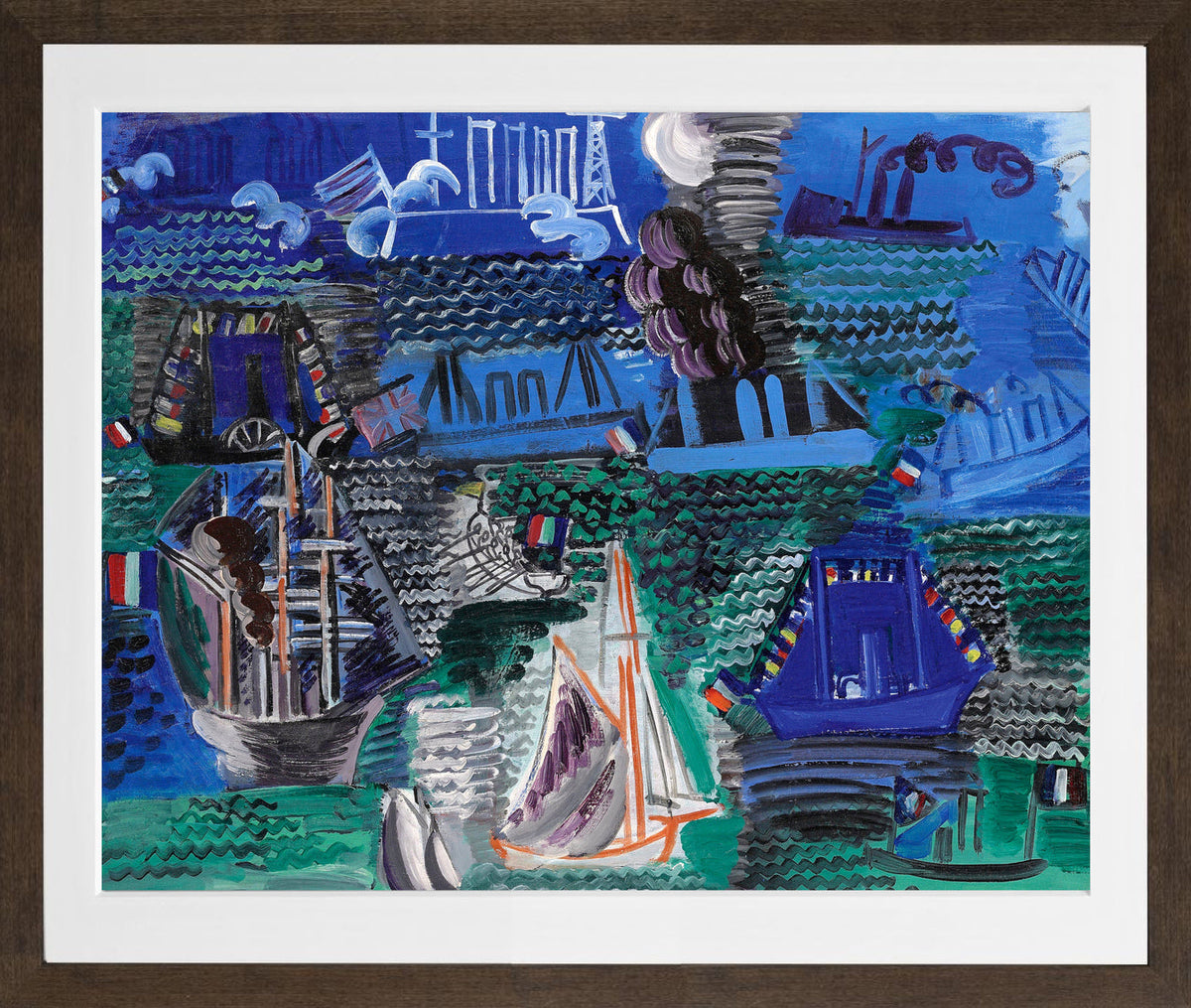 Raoul Dufy Print, 013 Boats (circa 1930)_10x8 in a brown frame