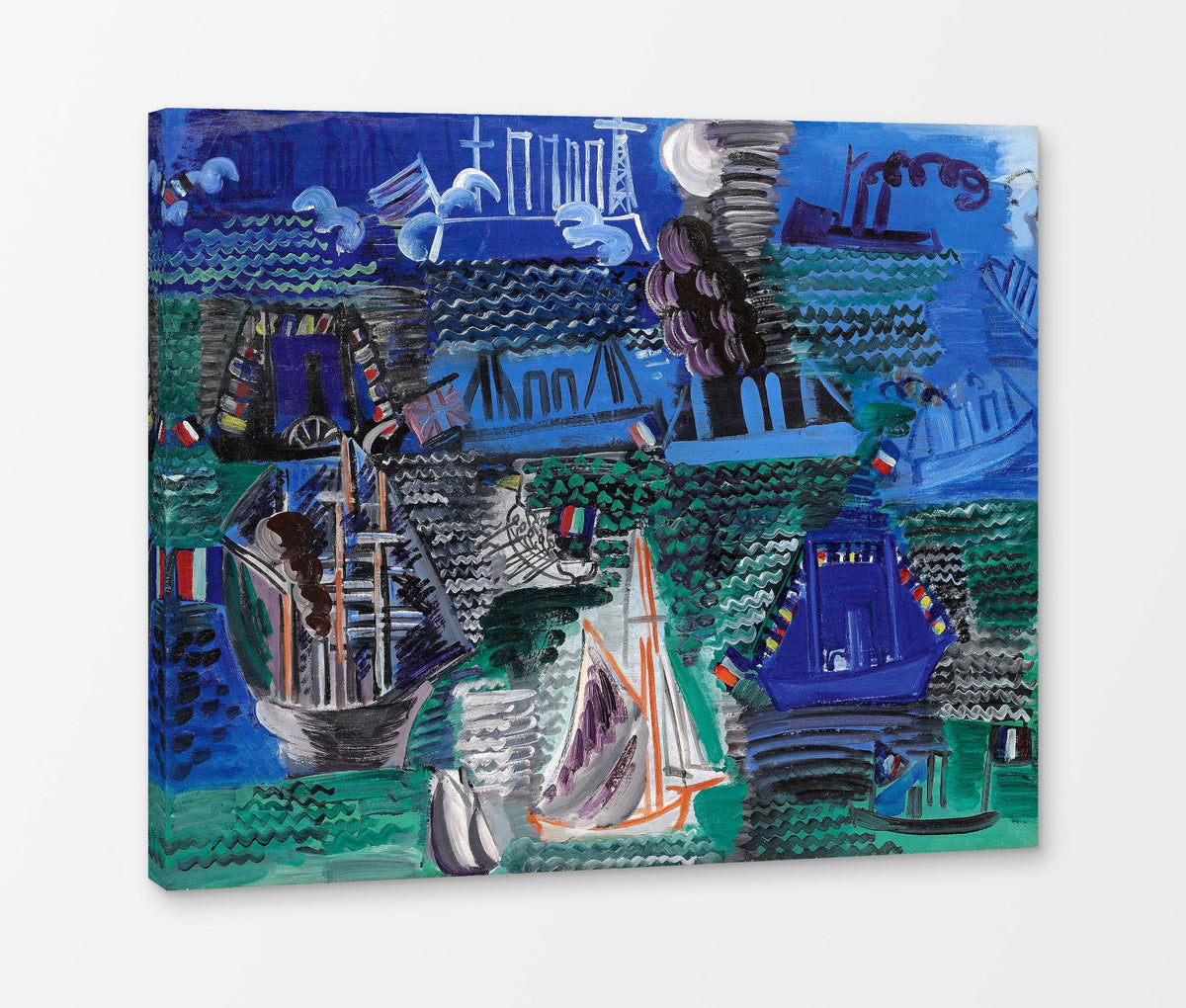 Raoul Dufy Print, 013 Boats (circa 1930)_10x8 as a ready-to-hang canvas panel