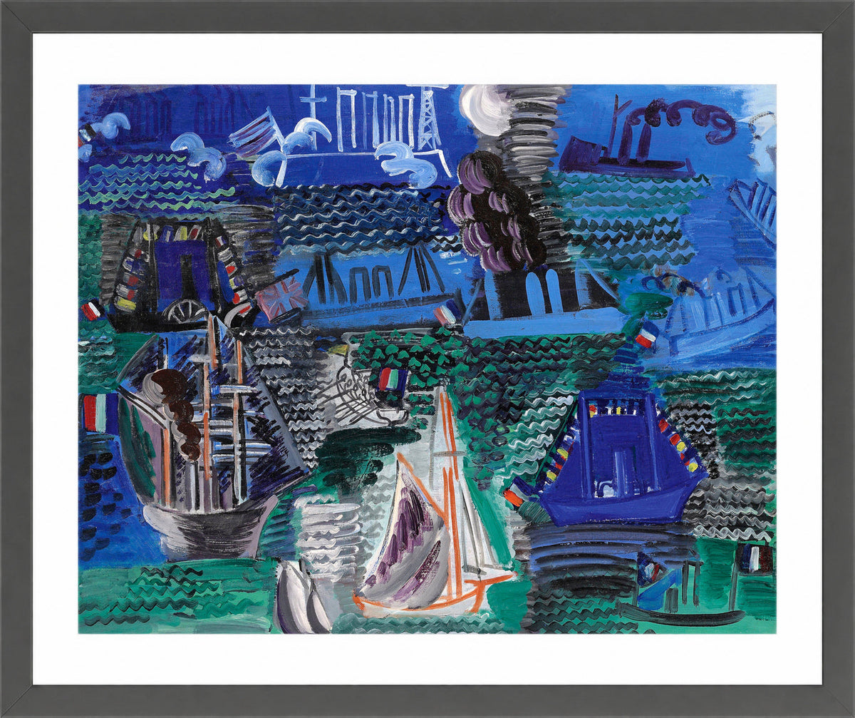 Raoul Dufy Print, 013 Boats (circa 1930)_10x8 in a dark grey frame