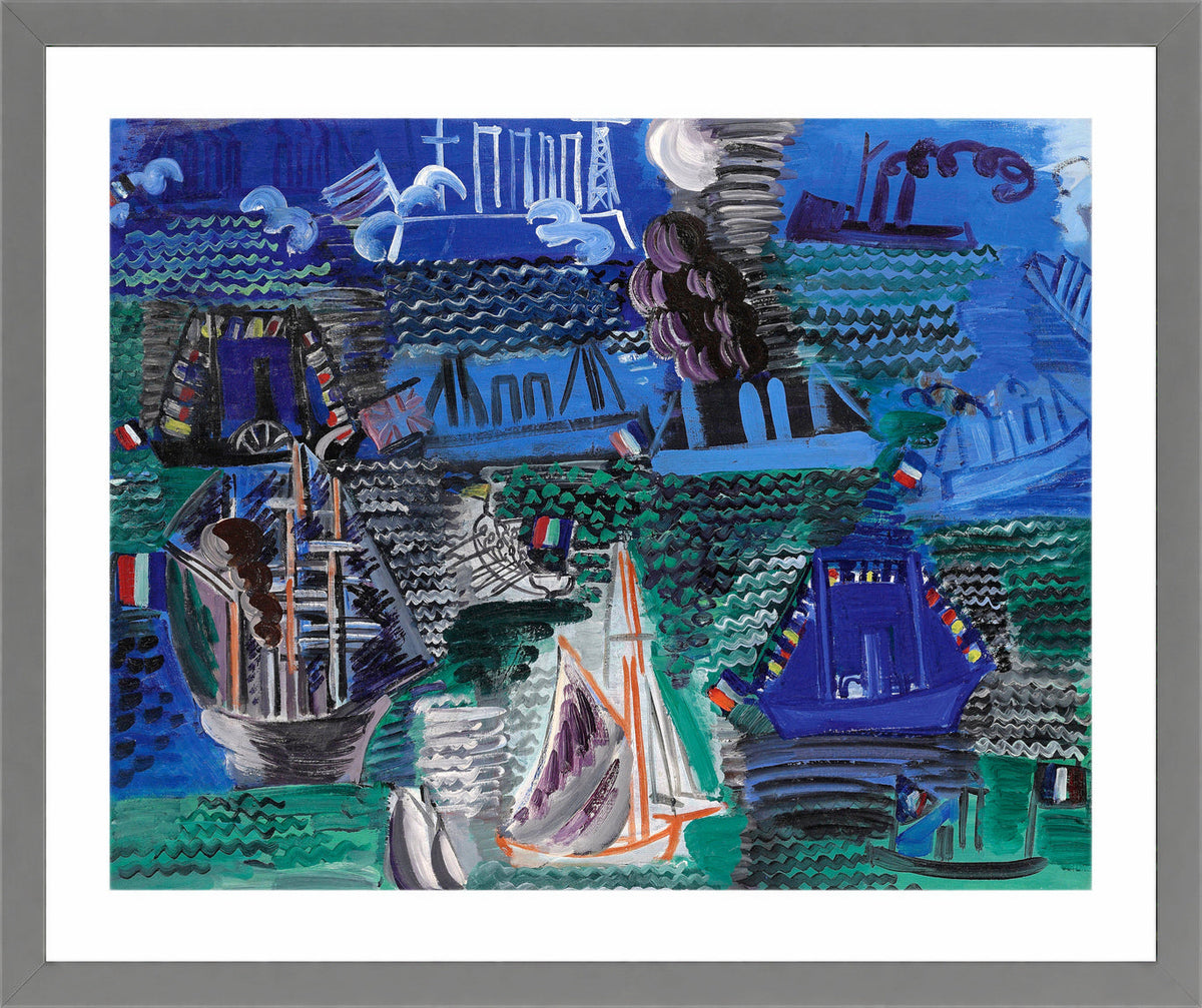 Raoul Dufy Print, 013 Boats (circa 1930)_10x8 in a light grey frame