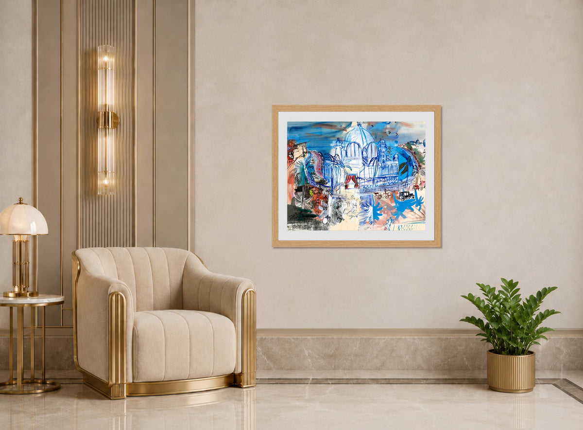 Raoul Dufy Print, 016 Carnaval à Nice (1938)_10x8 displayed in an Art Deco interior