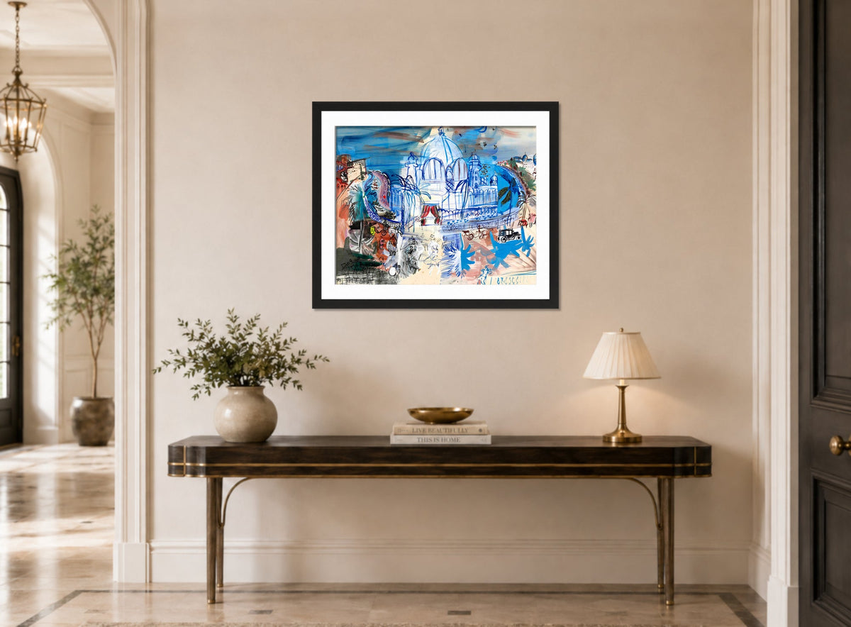 Raoul Dufy Print, 016 Carnaval à Nice (1938)_10x8 displayed above a console table