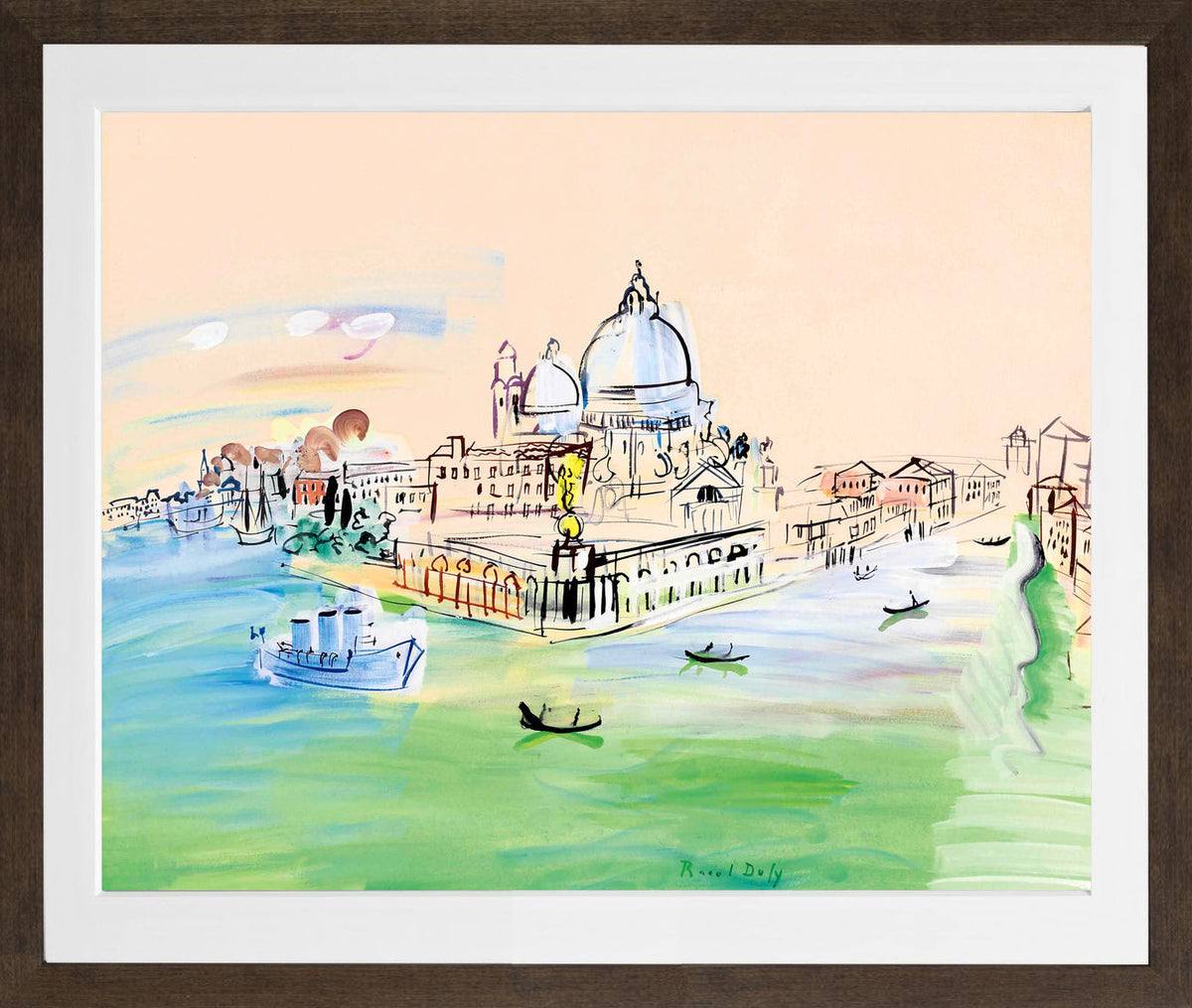 Raoul Dufy Print, 028 Customs Point, Venice (1938)_10x8 in a brown frame
