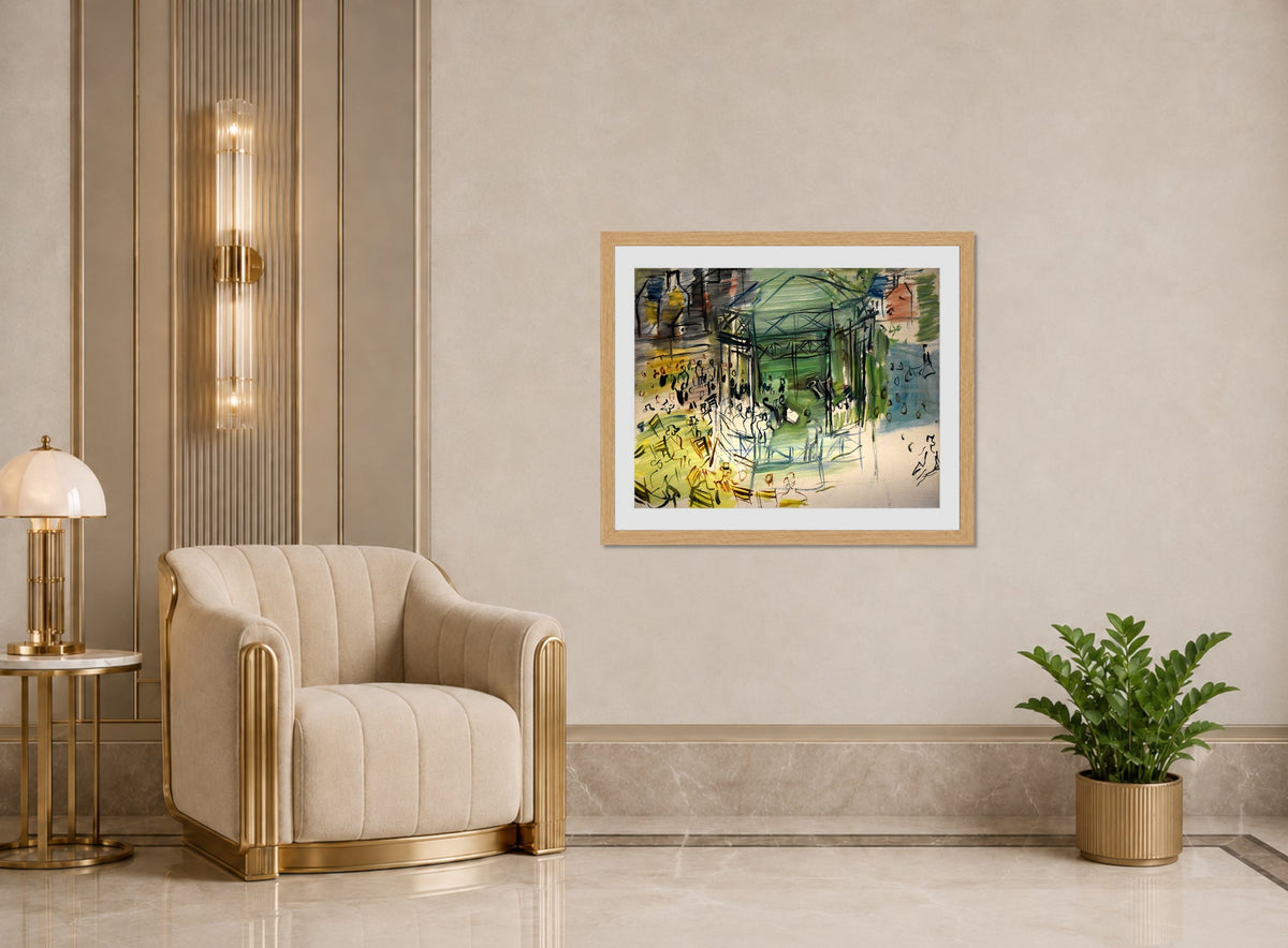 Raoul Dufy Print, 032 Etude pour le Dimanche_10x8 displayed in an Art Deco interior