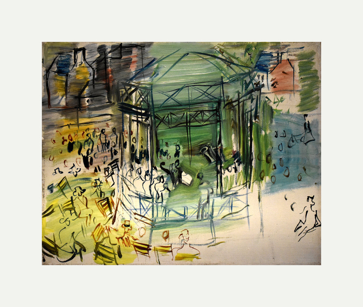 Raoul Dufy Print, 032 Etude pour le Dimanche_10x8 with an off-white border for rolled canvas