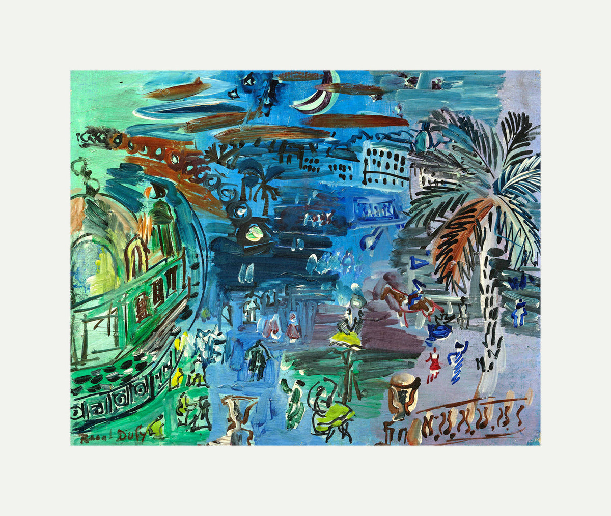 Raoul Dufy Print, 038 L’ancien casino de Nice de nuit_10x8 with an off-white border for rolled canvas